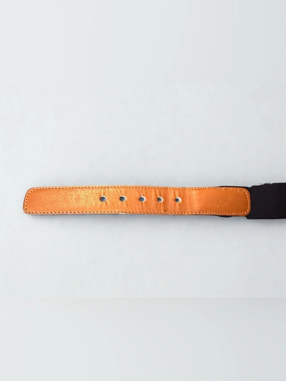 Vintage Dooney & Bourke Navy Elastic Belt with Tan Leather 42